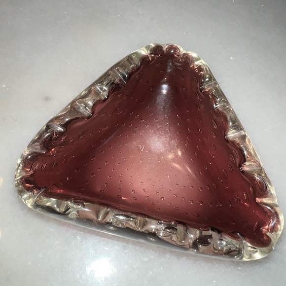 Art Deco Vintage Blown Glass Strawberry Amethyst Vanity Tray Centerpiece Decor - Picture 8 of 14